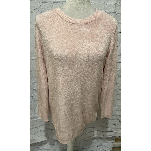 J. Jill Sweaters - J. JILL Sweater Pink Velour Pullover Long Sleeves Round Neck Women’s Size Medium